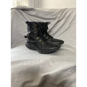 Bernie‎ Mev Black Combat Boots SZ 9.5 Lace Up Side Zipper Grunge Gorpcore
